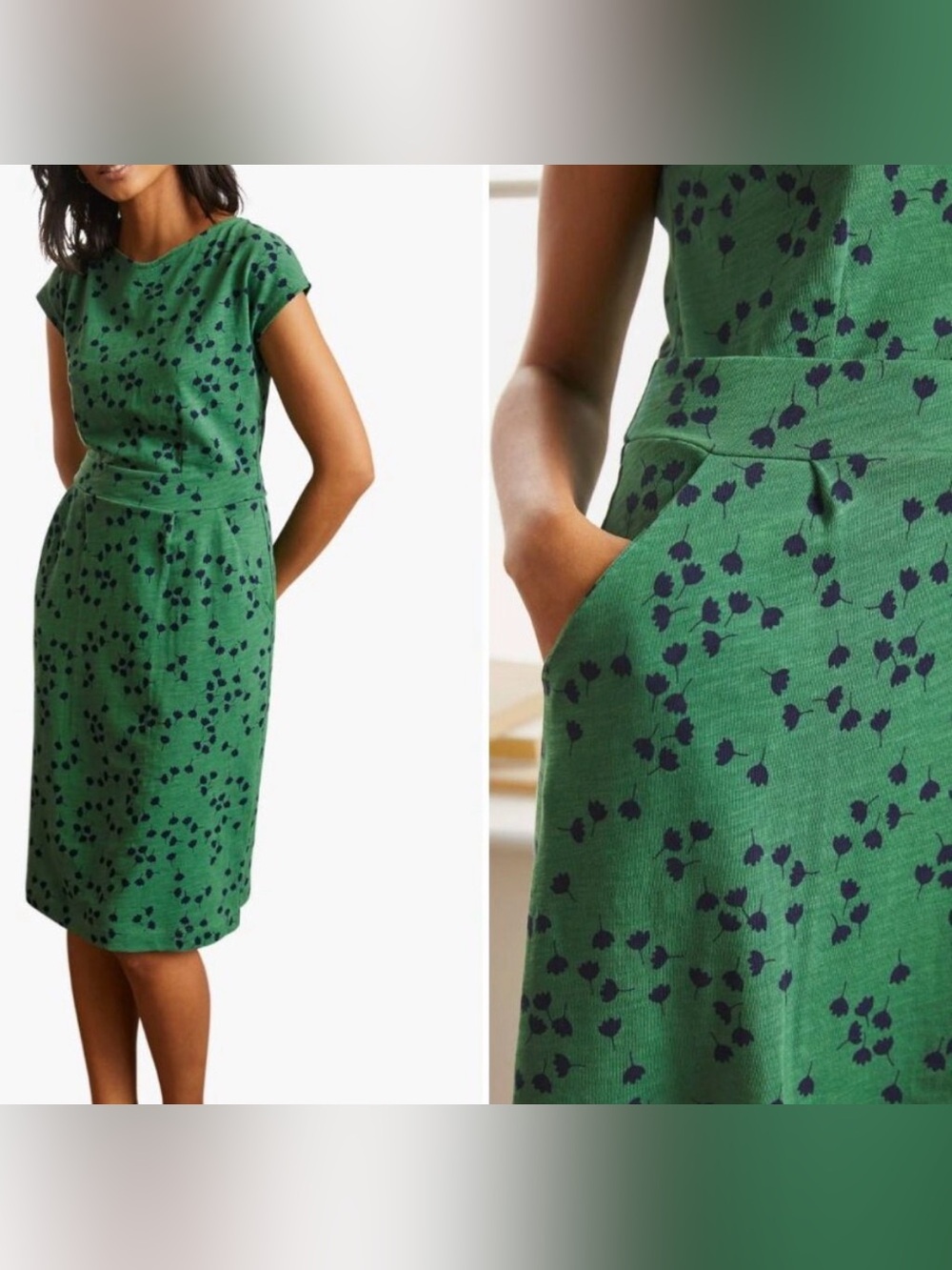 Boden Florrie Green Jersey Dress with Pockets
